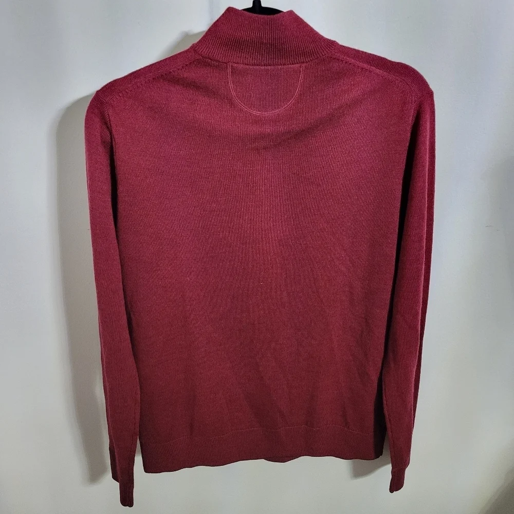 Raffi Men's 100% Extra Fine Merino Wool Pullover 1/4 Zip Sweater Red, Size S